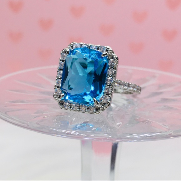 ❌ SOLD ❌ 14k white gold blue diamond ring halo - Picture 11 of 13